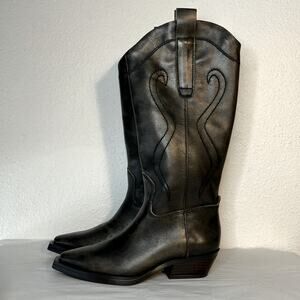 NWT‎ FRANCO SARTO Womens Black Pull Tabs Liandra Leather Western Boot size 5